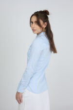 ⁦חולצה מכופתרת לוגו 'אביה יוסף' Slim Fit - פסים תכלת ירוק⁩ – תמונה ⁦5⁩