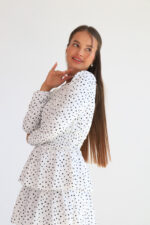 ⁦שמלת קומות מקסי -- לבן⁩ – תמונה ⁦2⁩